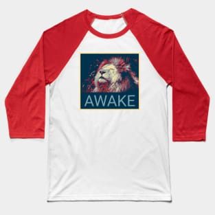 Awake - Sleeping lion in Shepard Fairey style Baseball T-Shirt